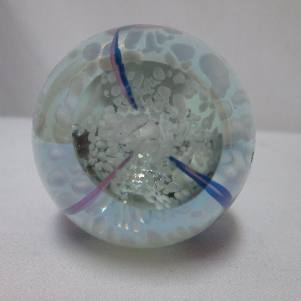 Vines Vintage Paperweight figurine Art Glass egg blue pink white 3" tall - Picture 6 of 8
